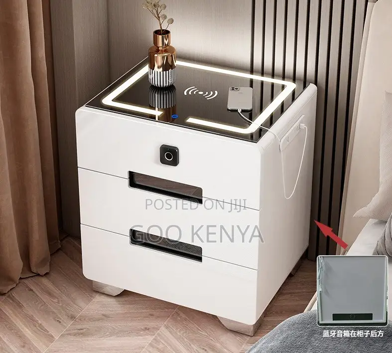 Home Cabinet; Bedroom Storage Cabinet With Integrated Wireless Charger