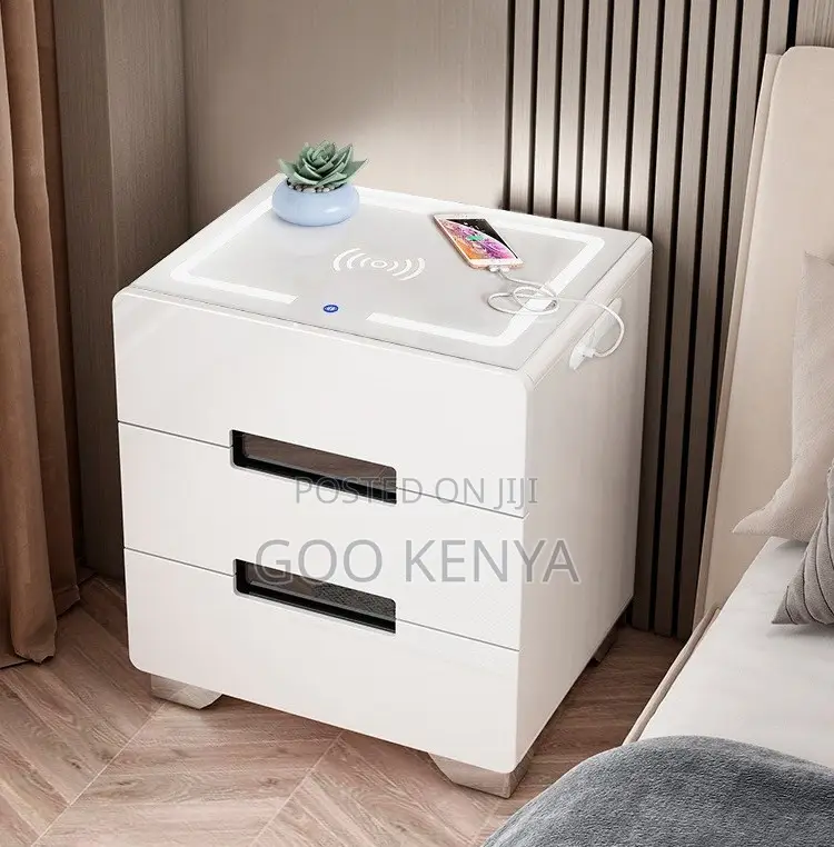 Home Cabinet; Bedroom Storage Cabinet With Integrated Wireless Charger