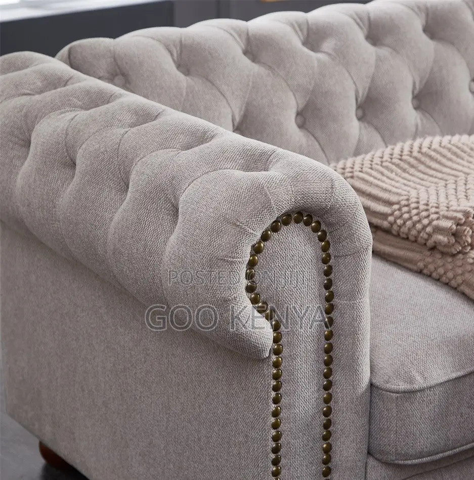 Home Sofa; Elegant 3-Seater Chesterfield Sofa With Solid Wood Legs