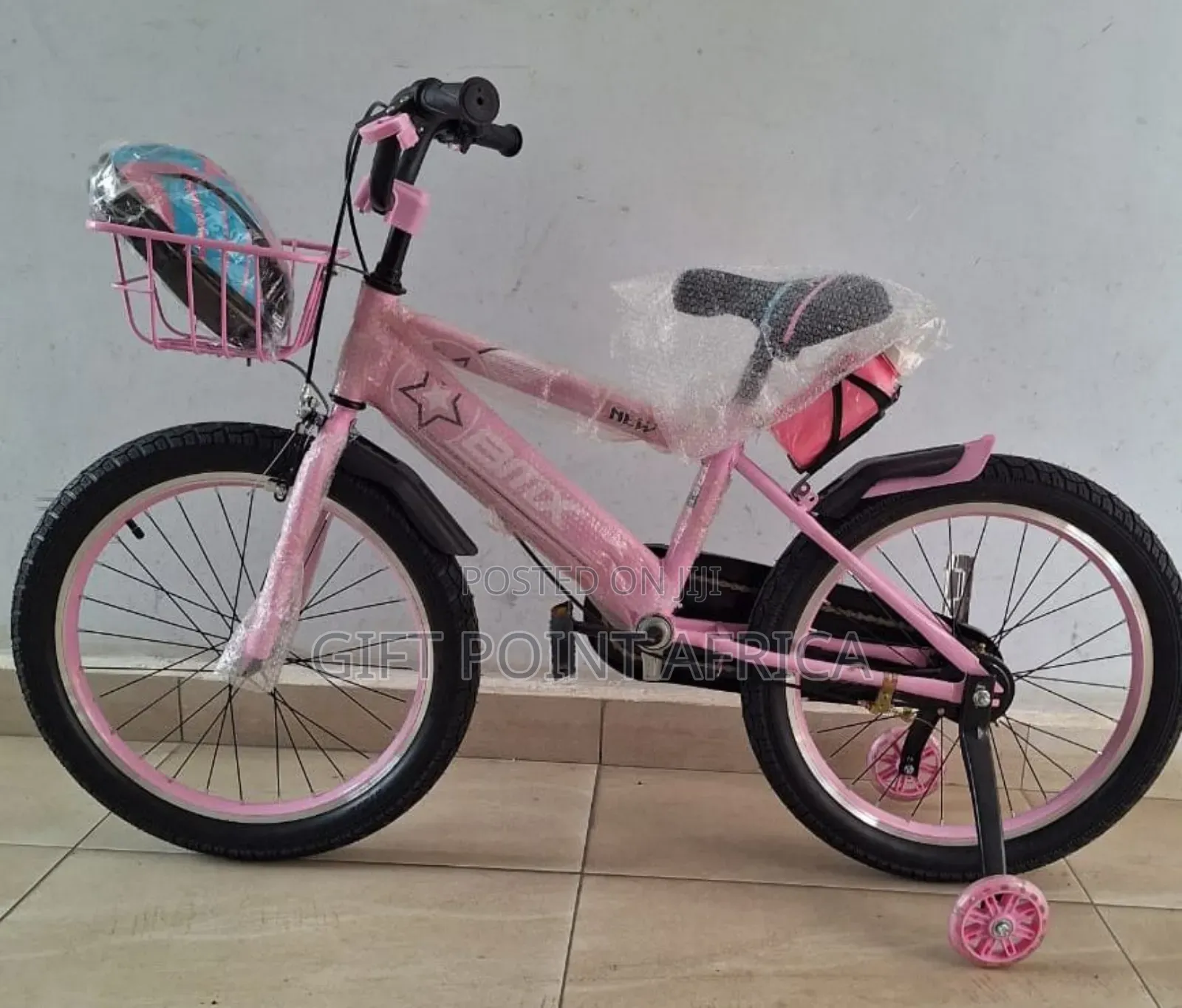 Bmx Bike Size 16 With Training Wheels Bell Bottle& Helmet For Kids