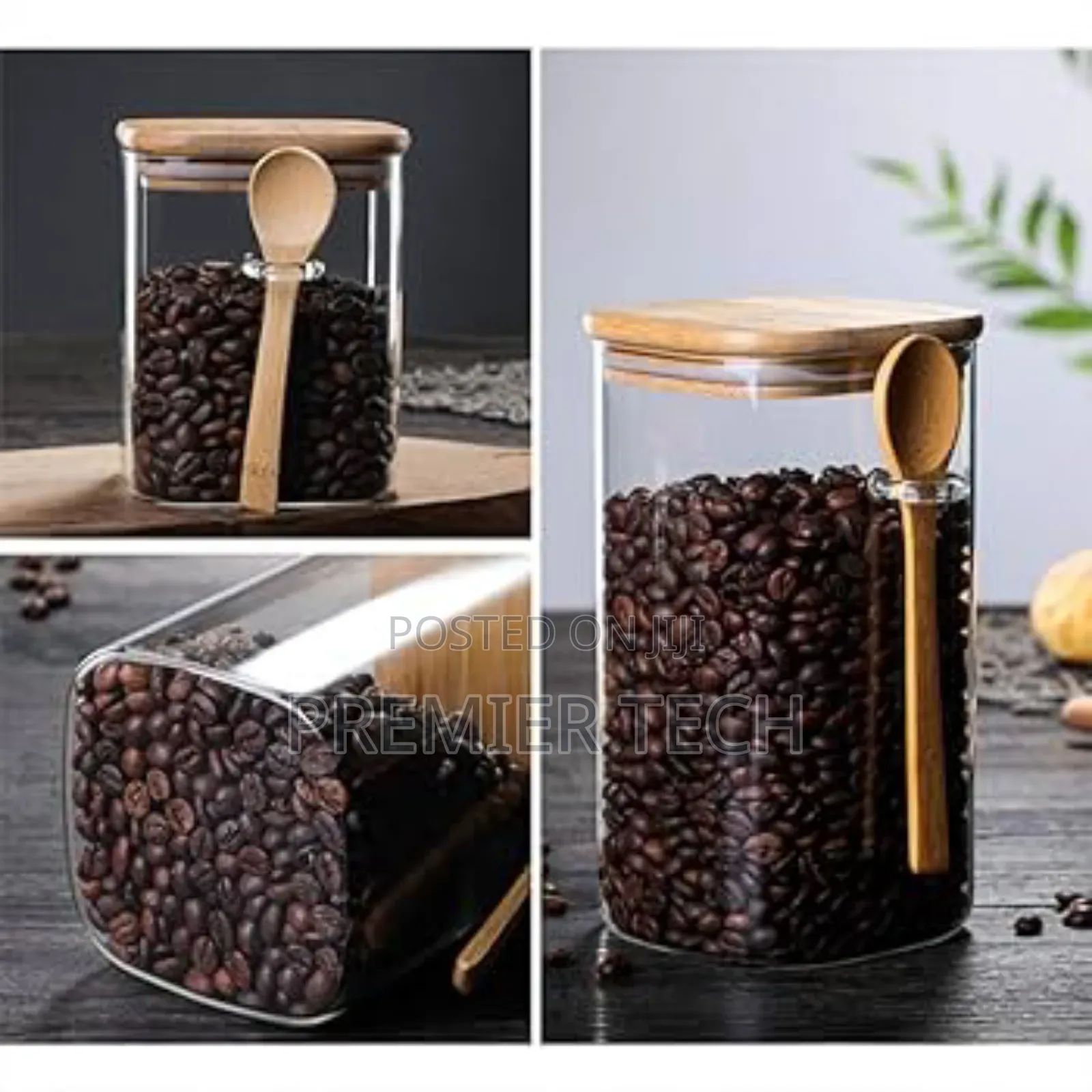 Glass Container Bamboo Spoon and Airtight Bamboo Lid
