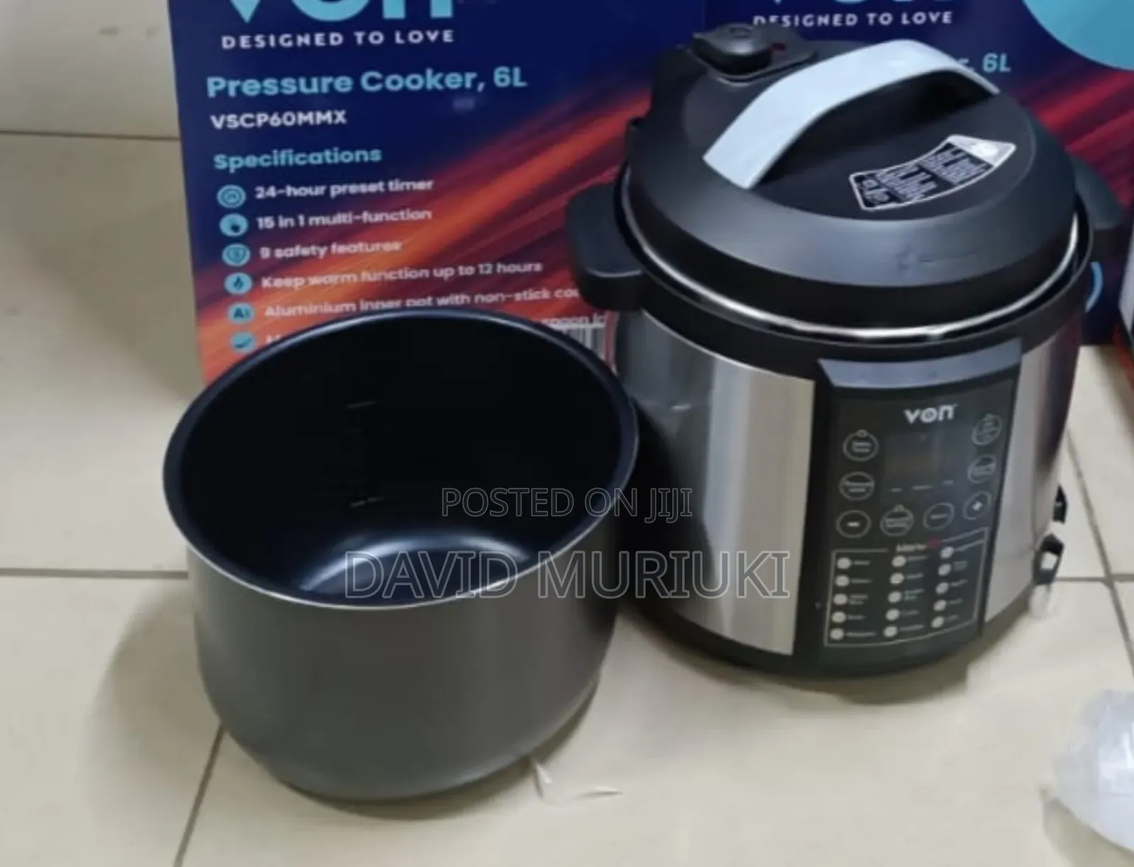 Von 6 Litres Electric Pressure Cooker Vscp60mmx