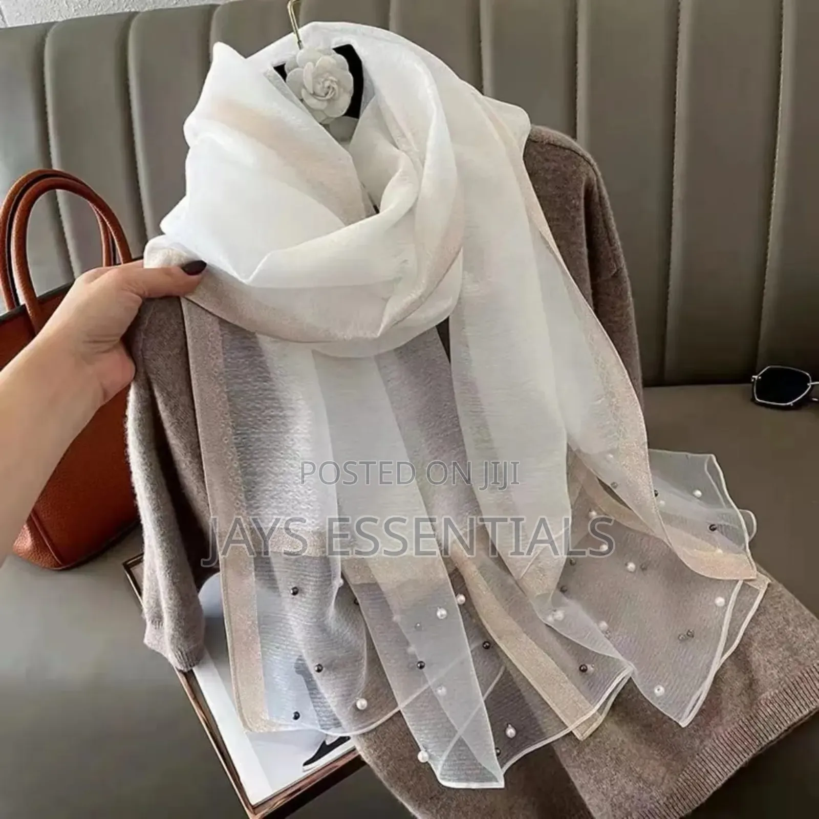 All Weather Scarfs With Pearl Details