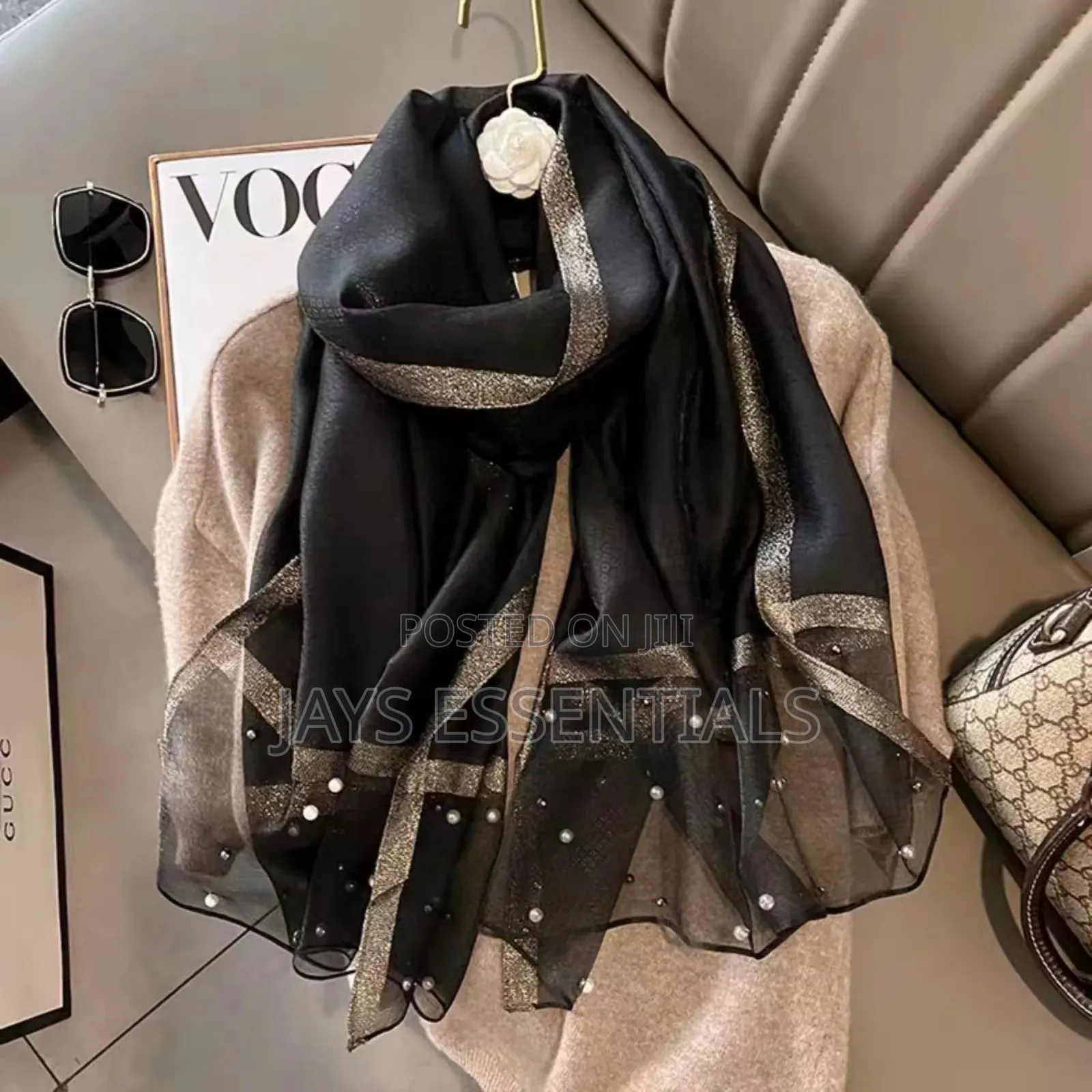 All Weather Scarfs With Pearl Details