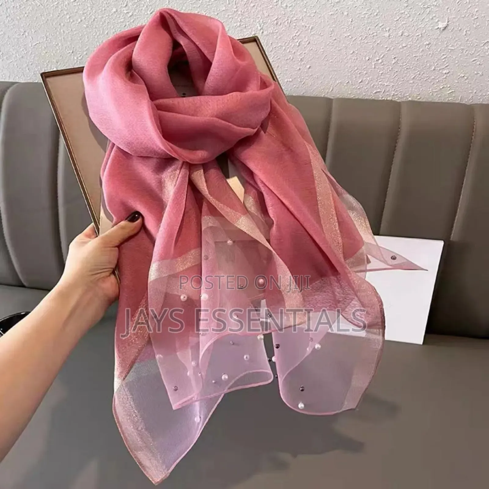 All Weather Scarfs With Pearl Details