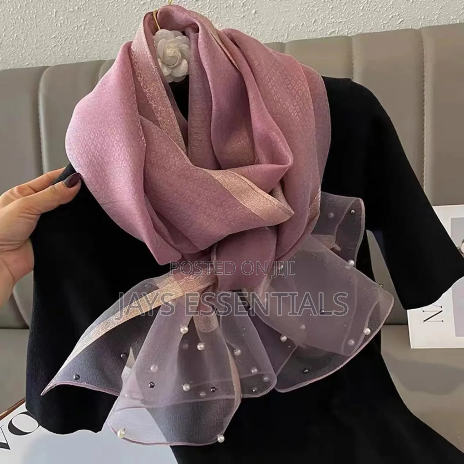 All Weather Scarfs With Pearl Details