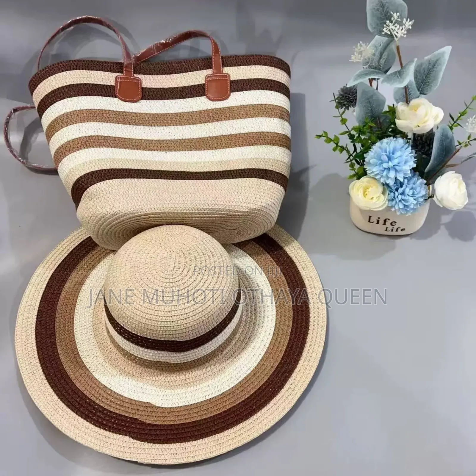 *Summer Straw Woven Beach Bag and Hat