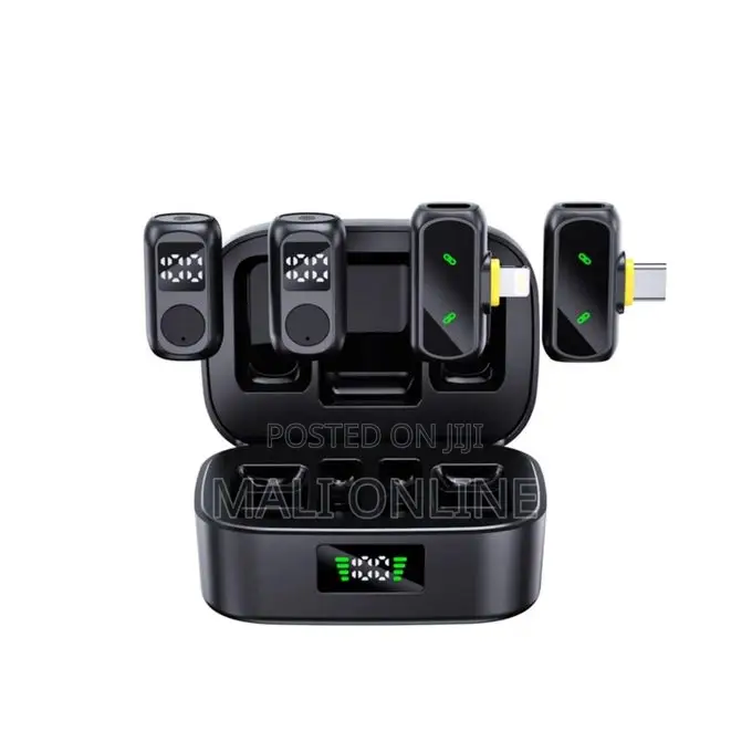 4-in-1 Wireless Lavalier Microphone for iPhone Android Dual Mic