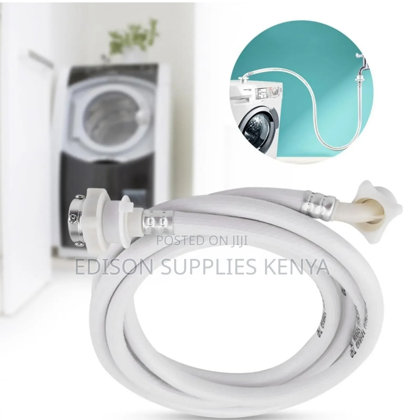 5m Washing Machine Hose Pipe Inlet With Screws Tap Adapter 5 Metres