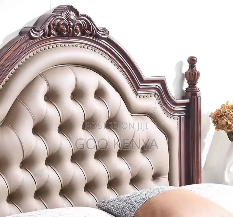 Home Bed;Oak Bed With Leather Headboard for Comfortable Bedroom