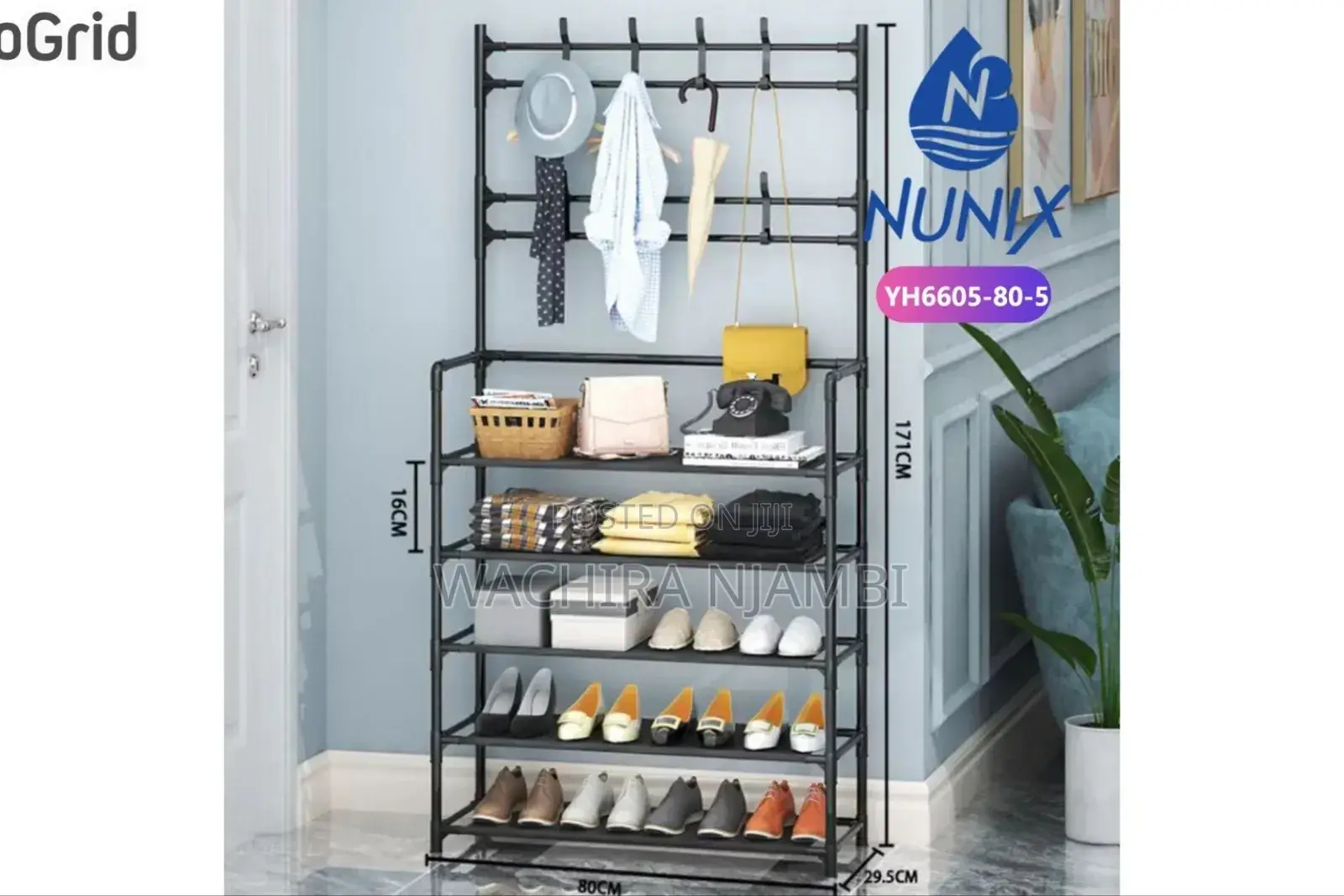 Nunix All-in-1 Shoe Rack/Coat Rack/Cap Scarf Bag Cloths Hanger