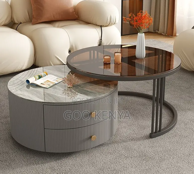 Home Table Set; Round Coffee Table Set-Custom Metal and Glass Designs
