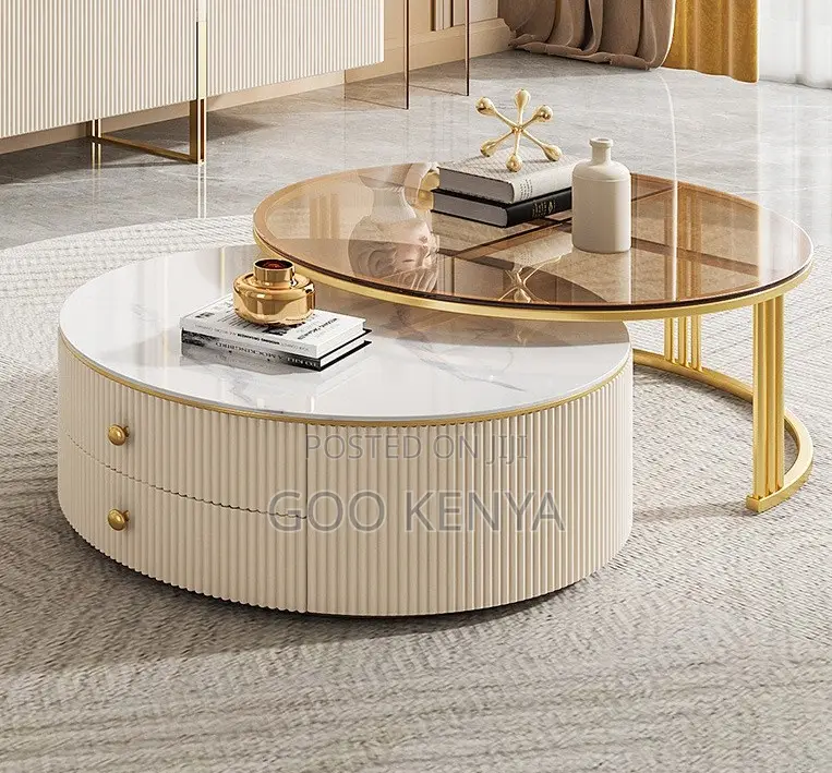 Home Table Set; Round Coffee Table Set-Custom Metal and Glass Designs