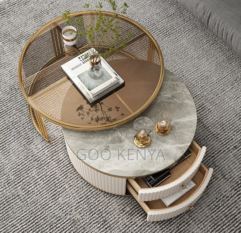 Home Table Set; Round Coffee Table Set-Custom Metal and Glass Designs