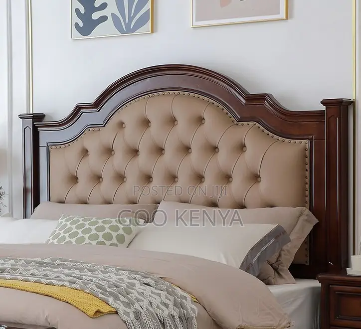 Home Bed; King Bed, Tufted Leather Headboard – Perfect for Home