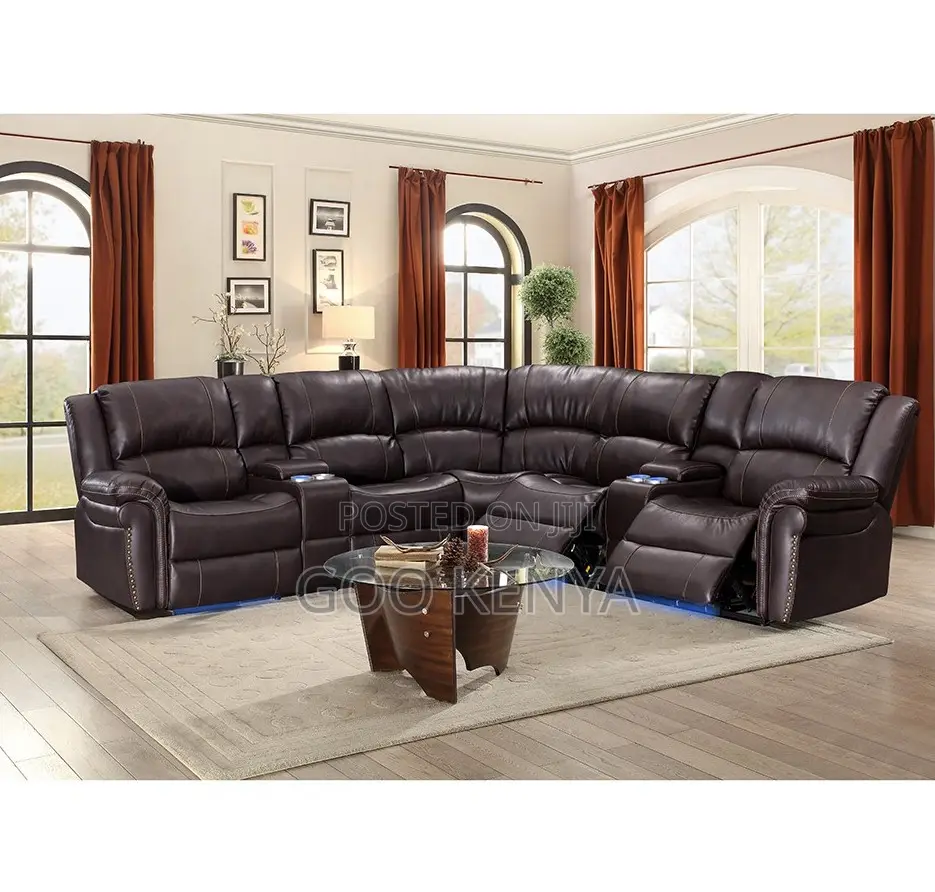 Home Sofa; Living Room Synthetic Leather Recliner Couch for 6 People