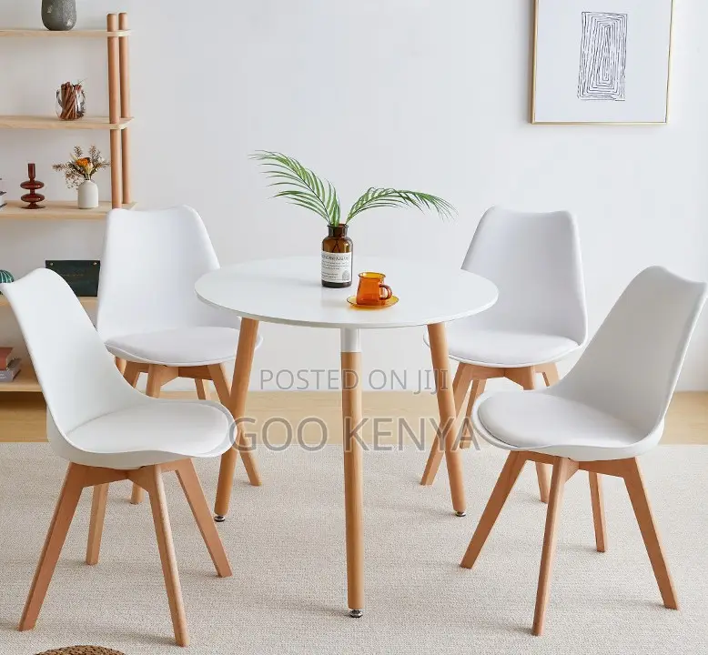 Home Table; Round Coffee and Dining Table Set With Sturdy Wooden Legs