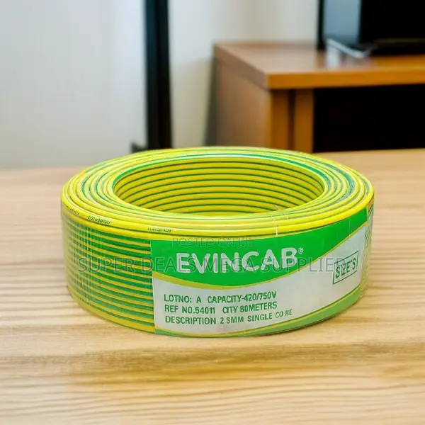 Evin 2.5mm Yellow Green Thick Insulated Flame Retardant Wiring Cable