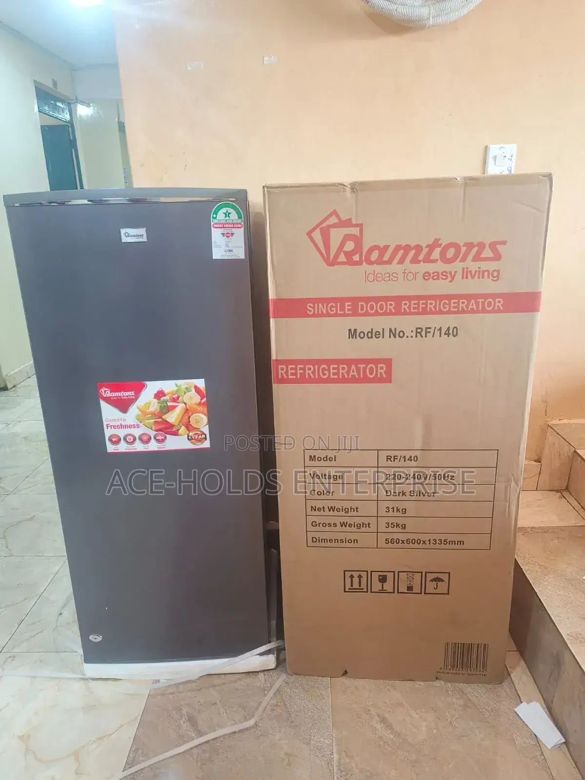 Ramtons Rf/140-Single Door 180lt Fridge-Silver - Inox Grey
