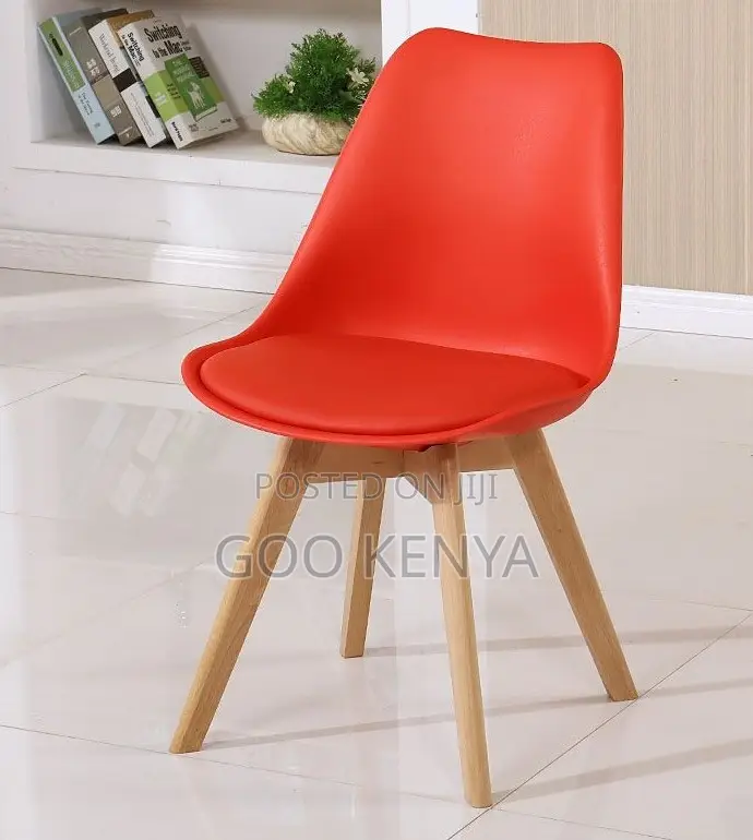 Home Chair; Tulip-Style Dining Chair With Comfortable Leather Cushion