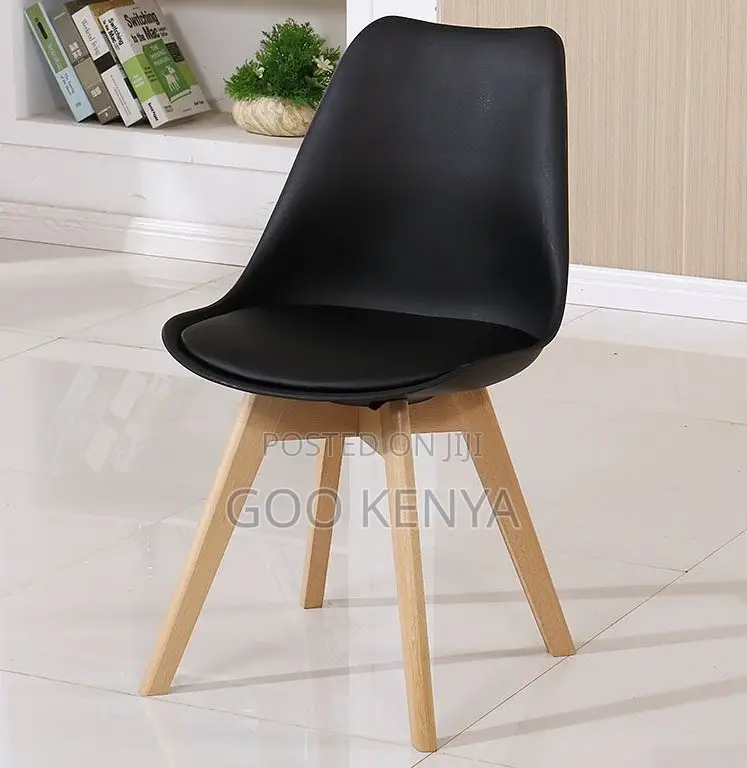 Home Chair; Tulip-Style Dining Chair With Comfortable Leather Cushion