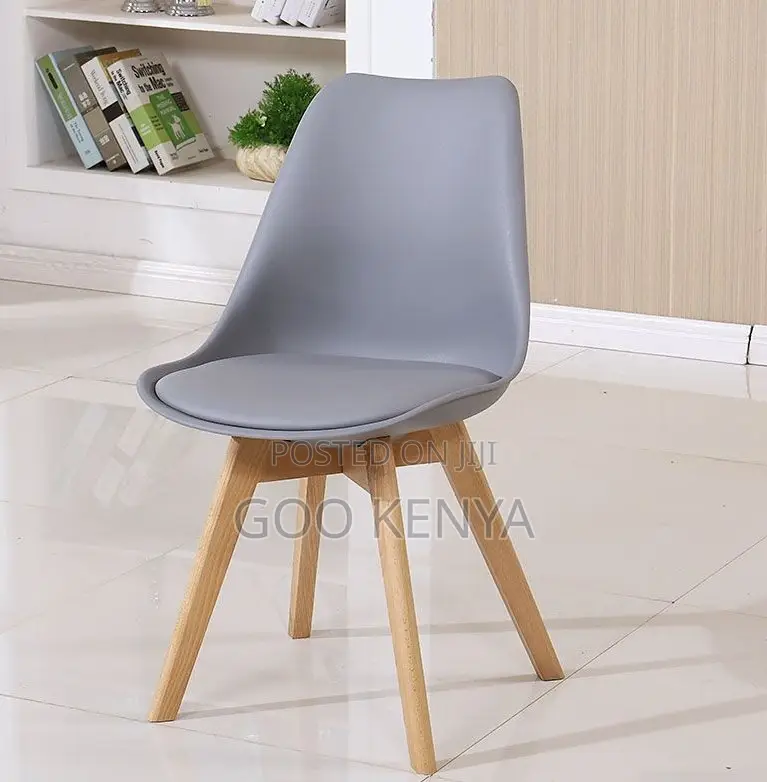 Home Chair; Tulip-Style Dining Chair With Comfortable Leather Cushion