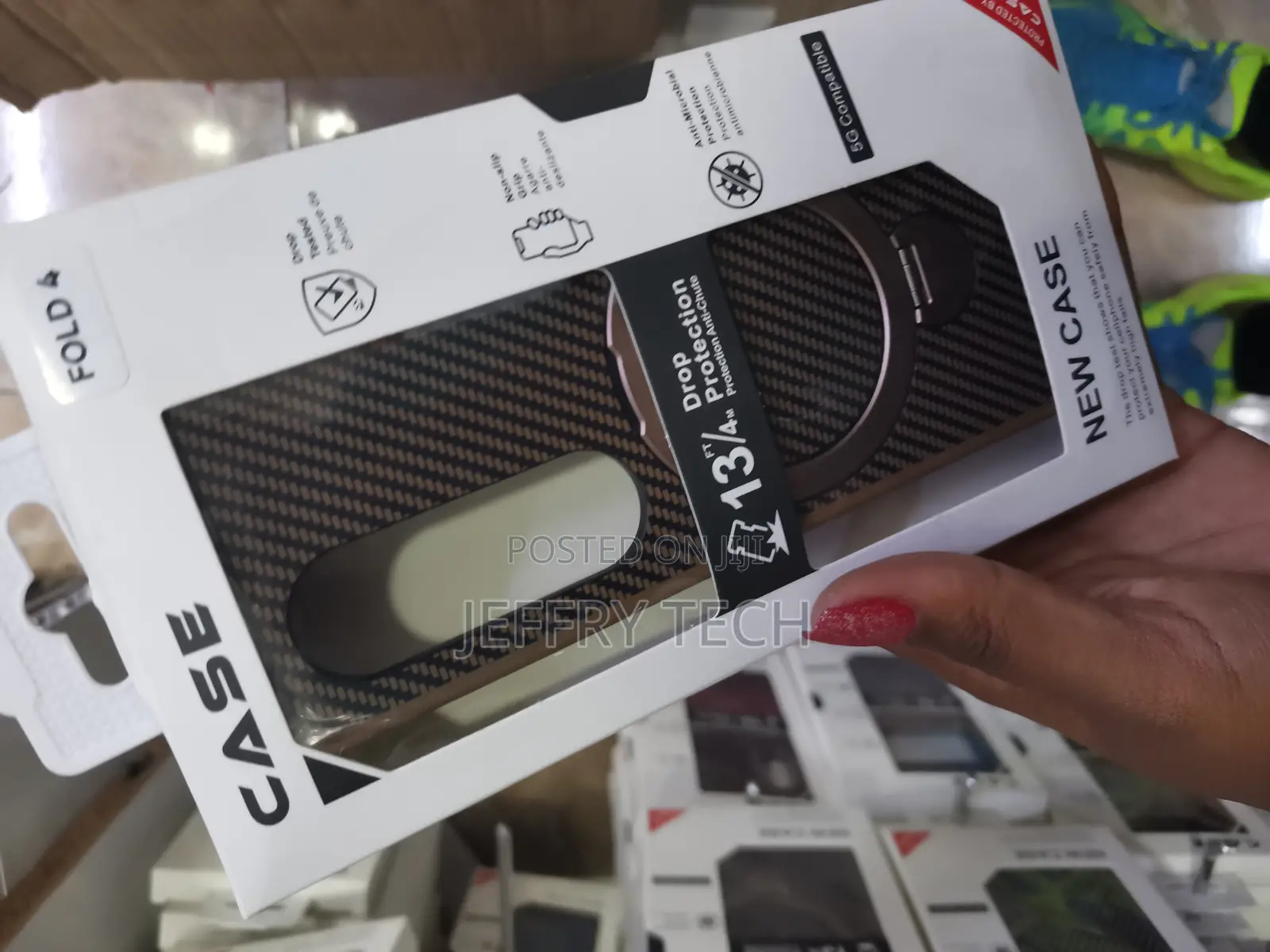 Rexe Galaxy Z Fold 4 Carbon Fiber Case With Inivisible Magnetic Stand