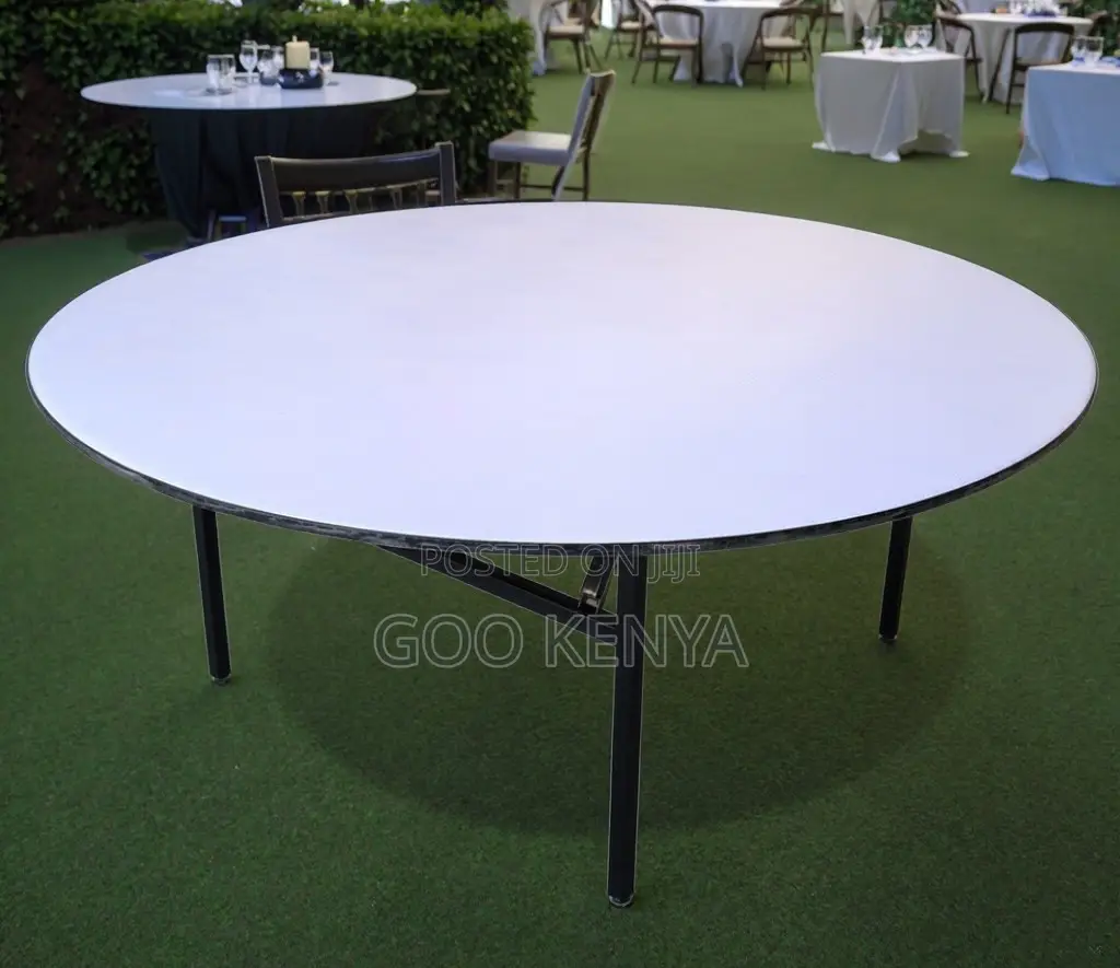 Home Table; White Wood Metal Frame Hotel Banquet Round Folding Table