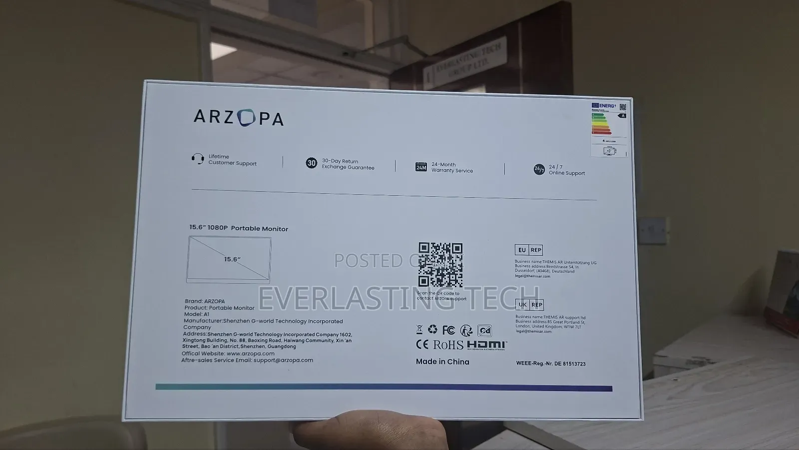 Arzopa Portable Monitor, 15.6'' 1080p FHD Laptop Monitor