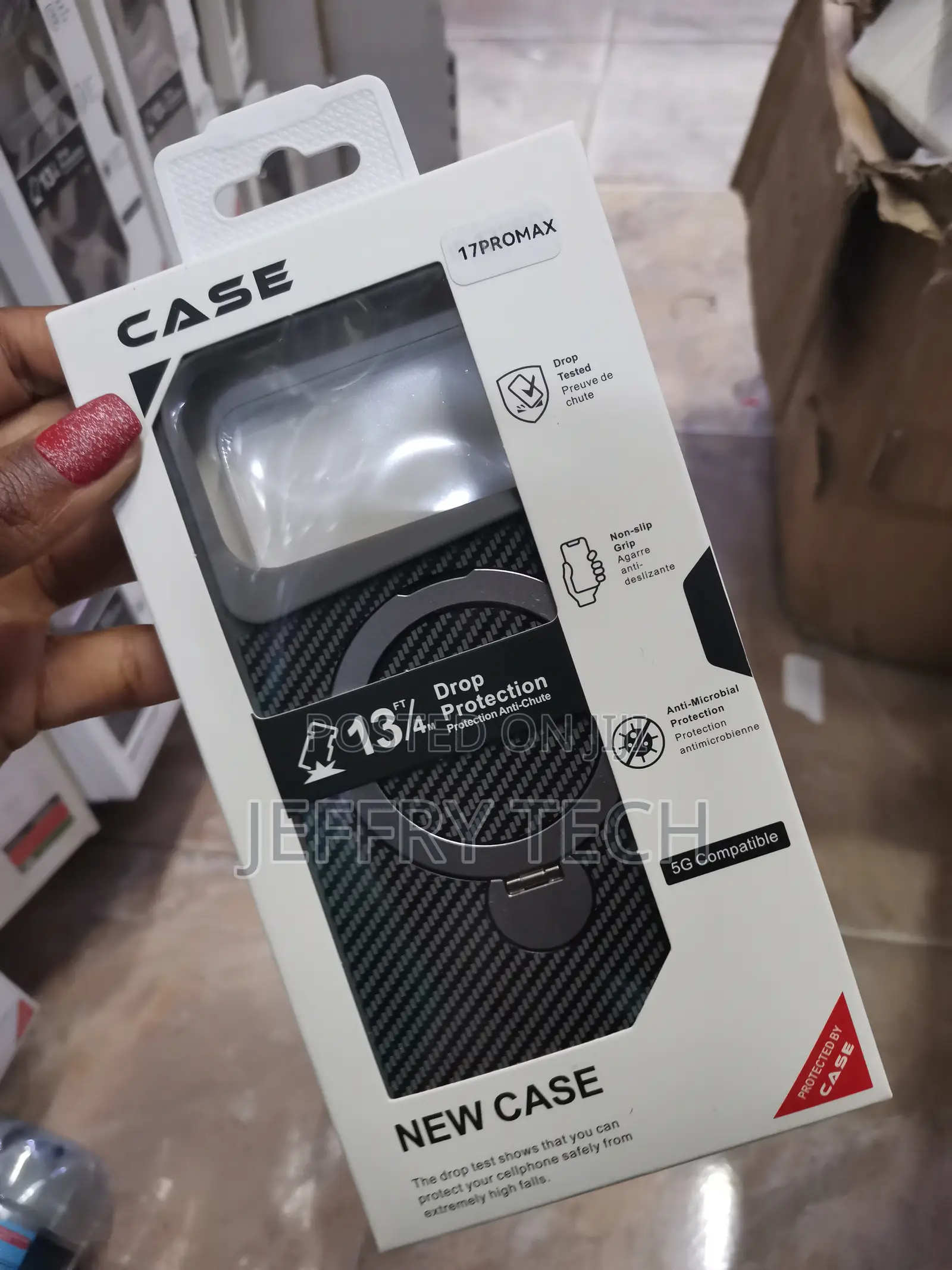 Tedmil iPhone 17 Pro Max Carbon Fiber Case With 360° Magnetic Stand