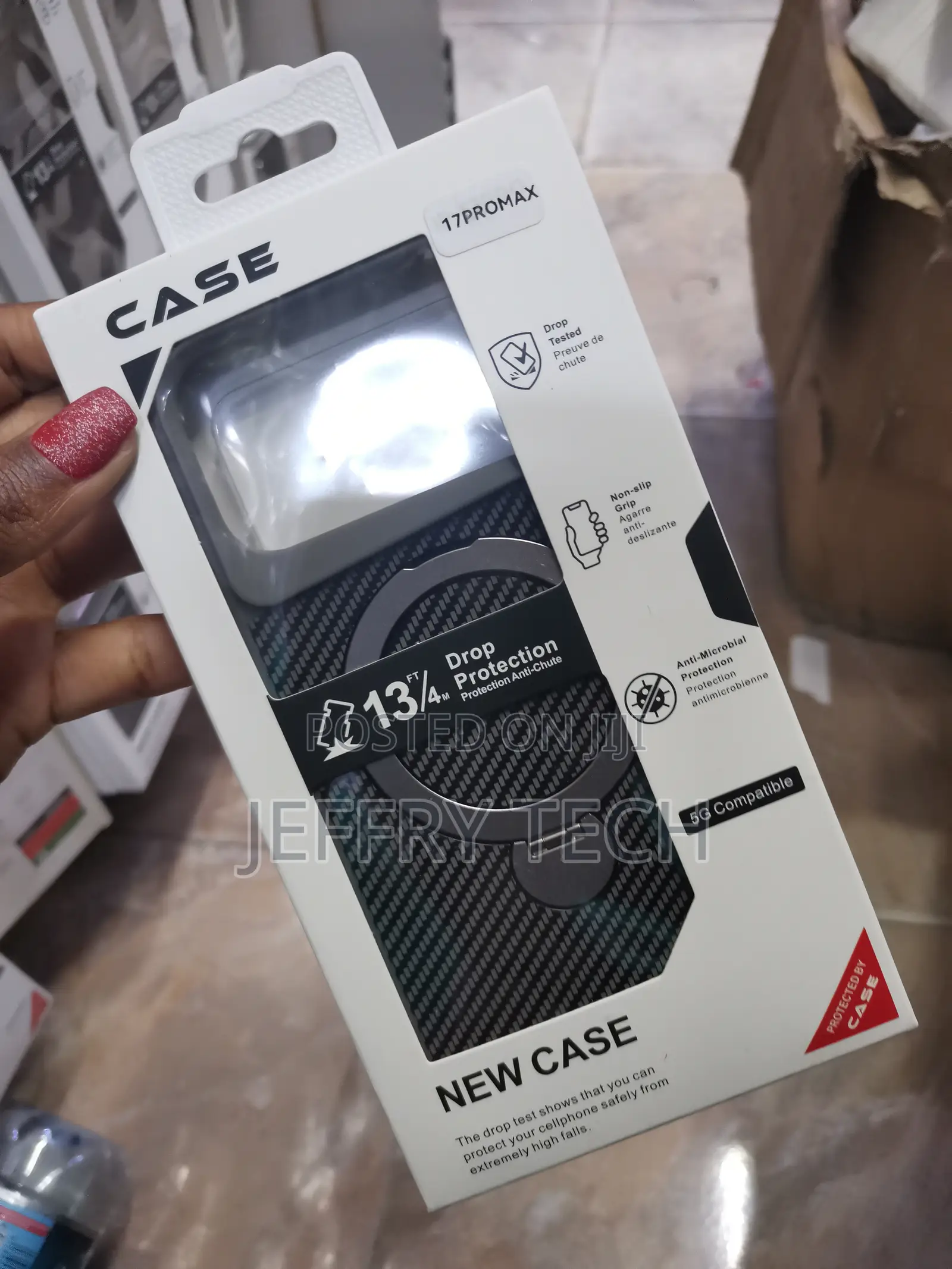 Tedmil iPhone 17 Pro Max Carbon Fiber Case With 360° Magnetic Stand