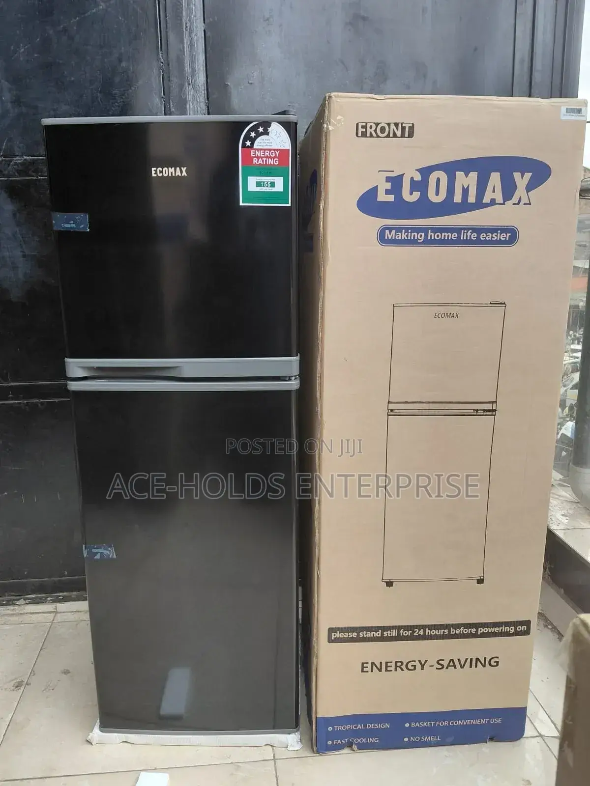 Ecomax 138 Litres Dark Silver Double Door Refrigerator, Top Freezer