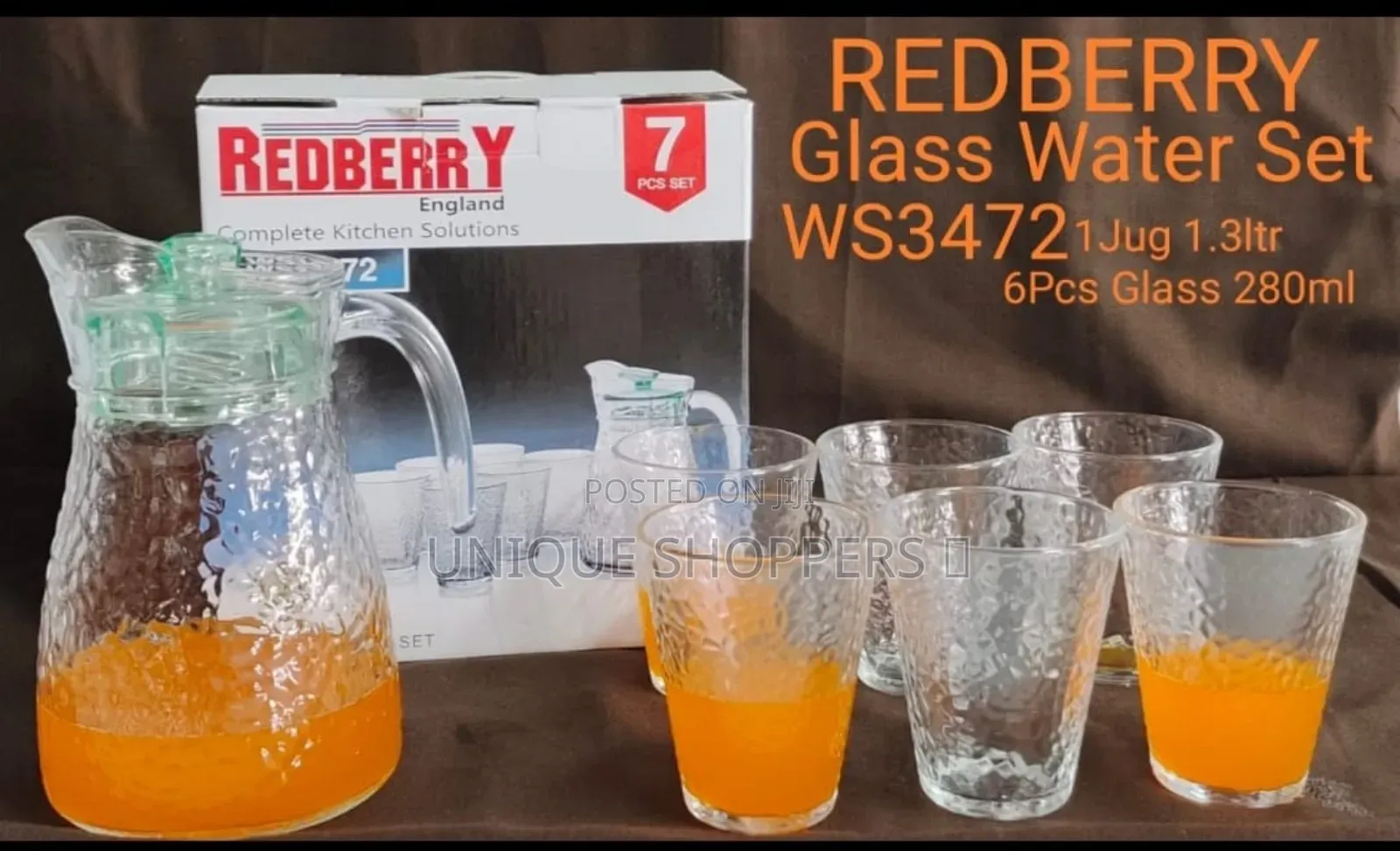 Ws3472 Redberry 7pcs Glass Water Set