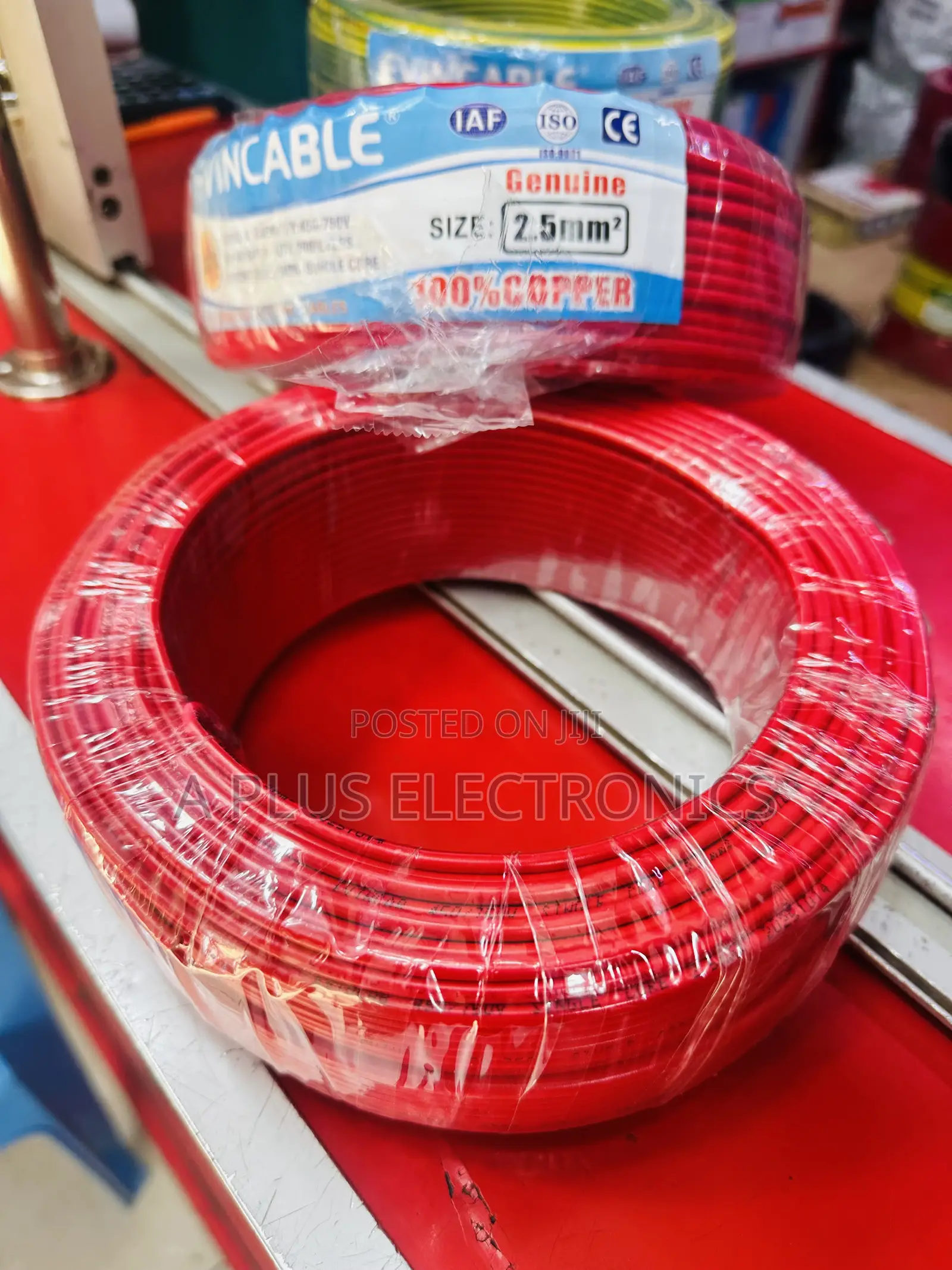 Red Evincable 2.5mm Single Copper Wire for Home Office Electrical 90m