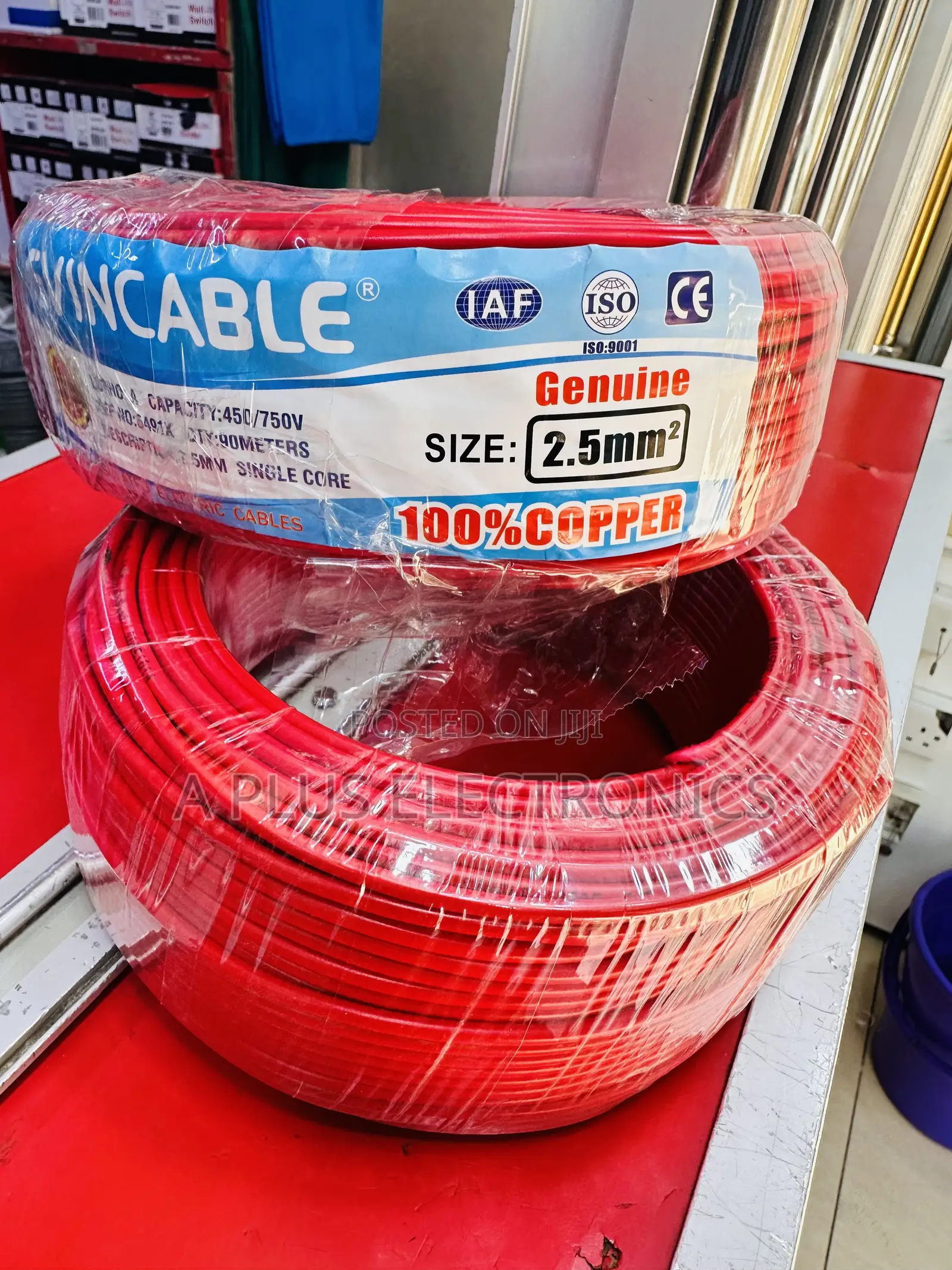Highquality Red Evincable 2.5mm Single Wire Strong Reliable 90m Roll