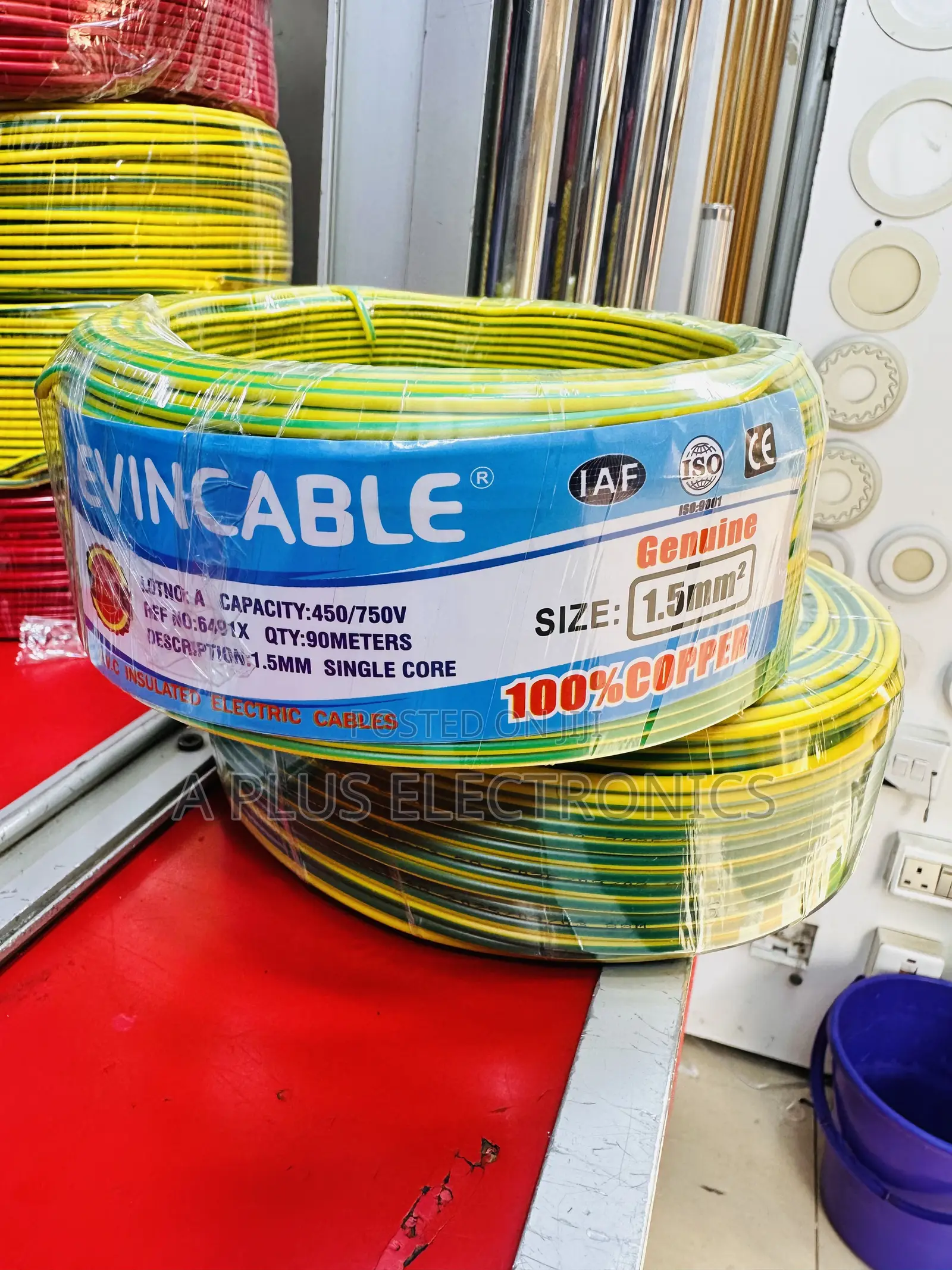 Evincable Green Yellow90m Wire 1.5mm –Perfect for Diy Professionals