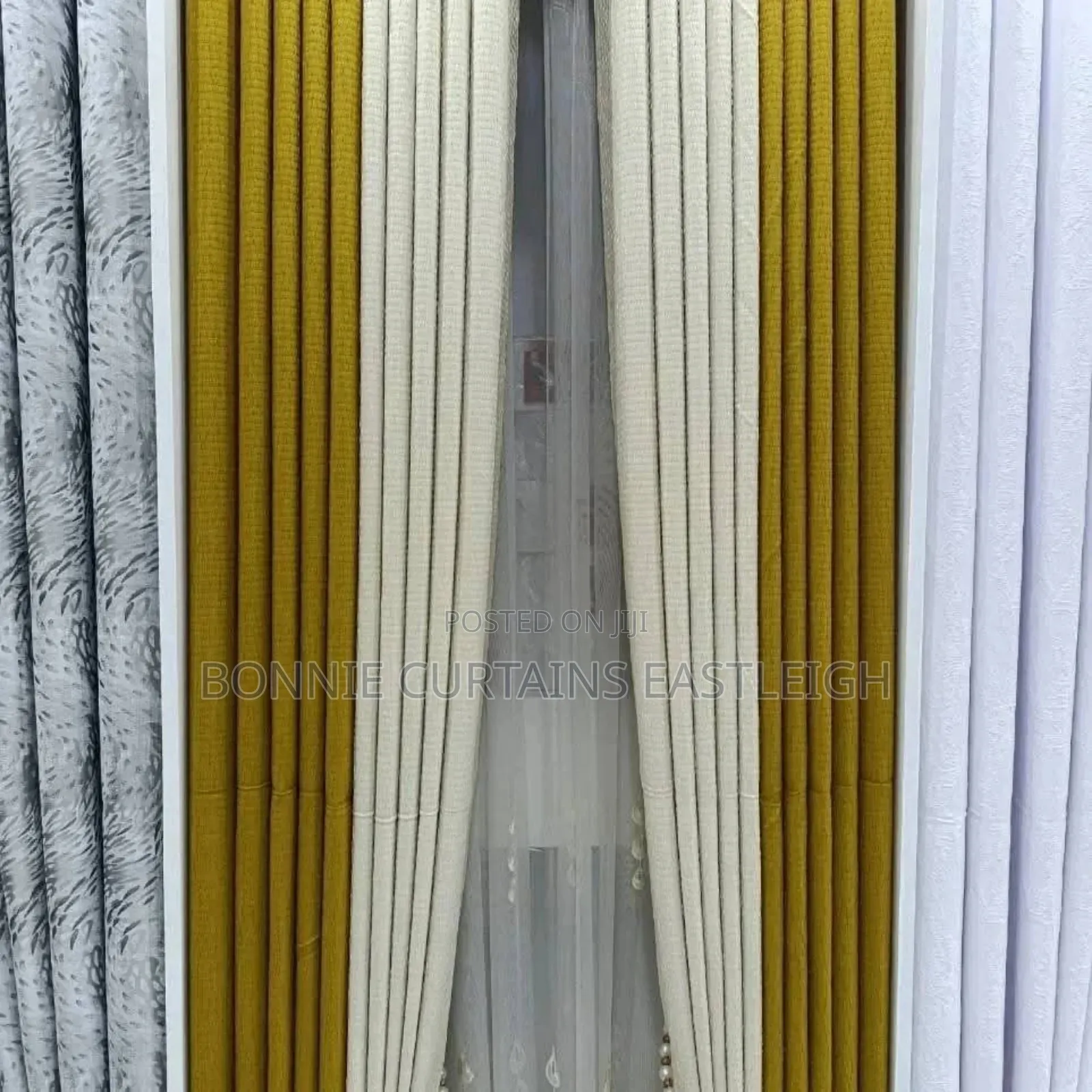 Yellow Curtains Mixed With Cream for Living Rooms