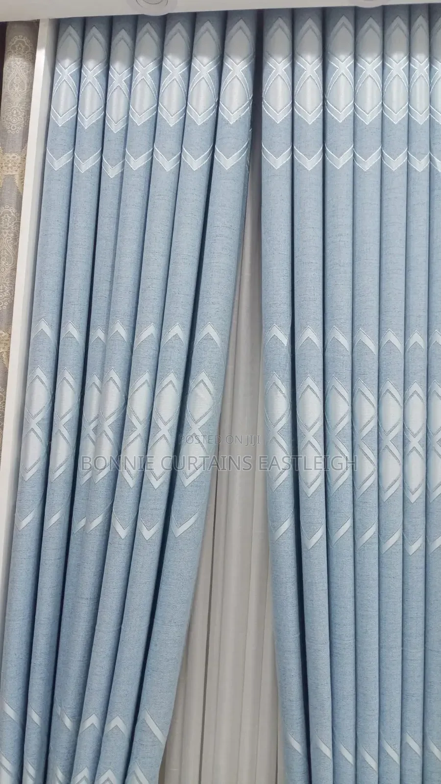 Sky Blue Curtains Mixed With Gold for Living Rooms