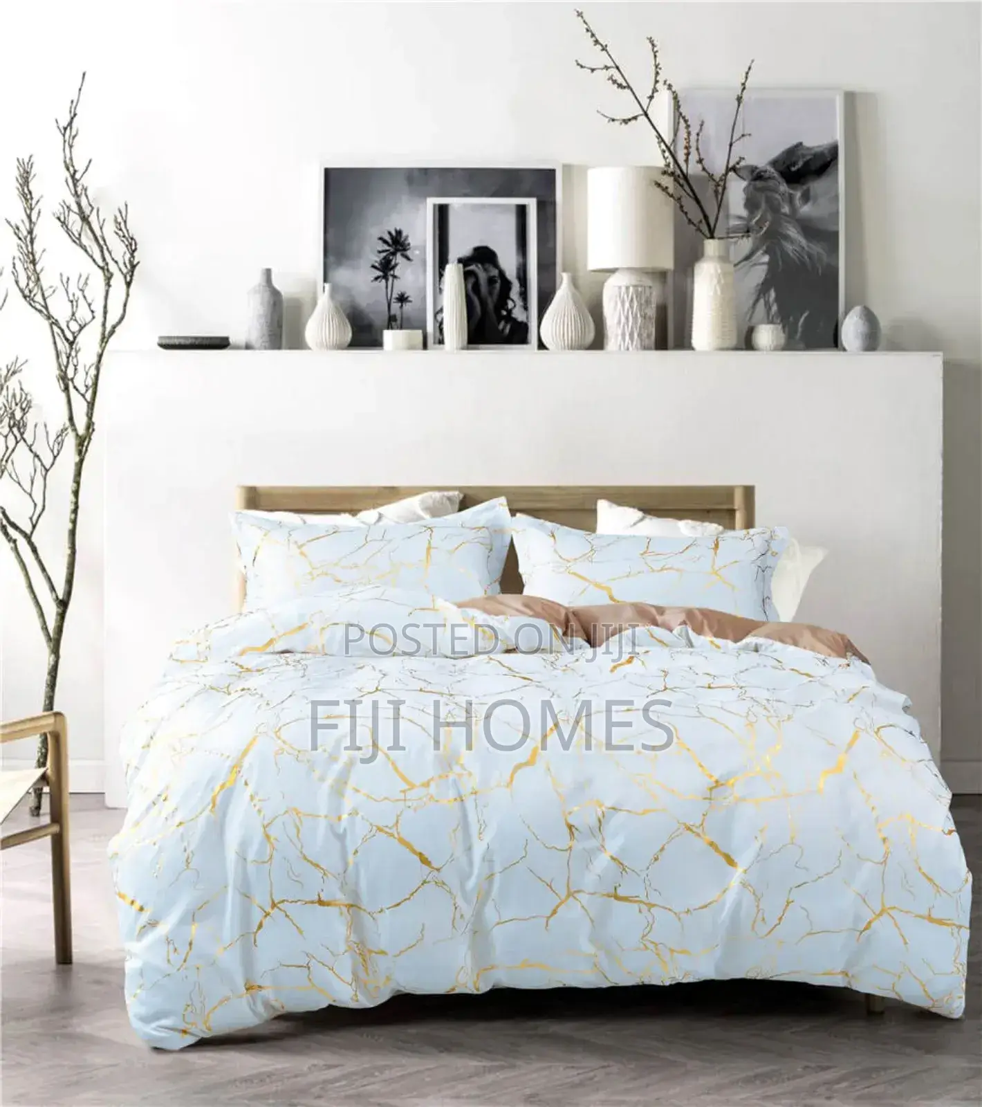 Gold Marble Texture Foil Style Duvet Cover Set