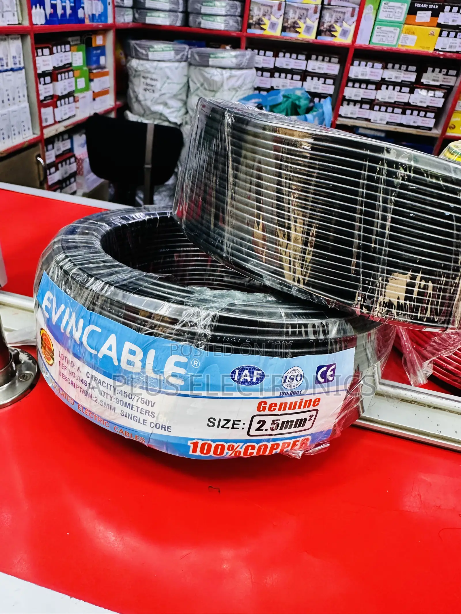 Original Evincable 2.5mm Black Electric Wire – 90 Metres Single Core