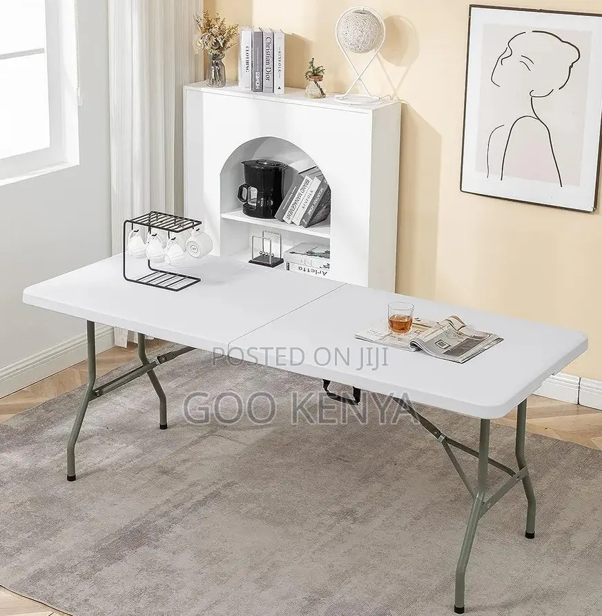 Home Table; Heavy-Duty 6ft White Plastic Folding Table for Party,