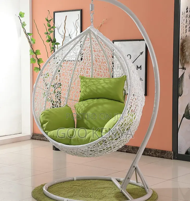 Home Chair; Indoor Outdoor Egg Swing Chair With Modern White Finish
