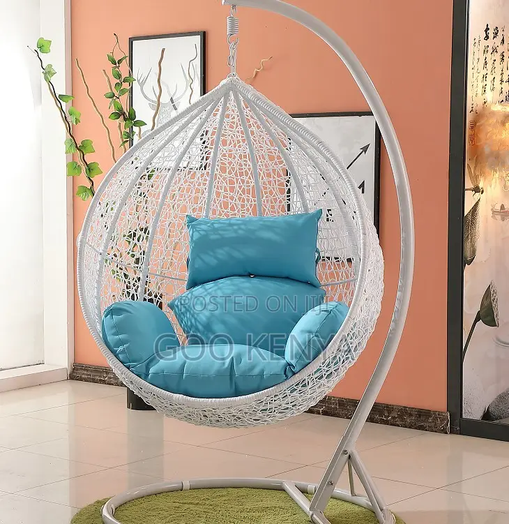 Home Chair; Indoor Outdoor Egg Swing Chair With Modern White Finish