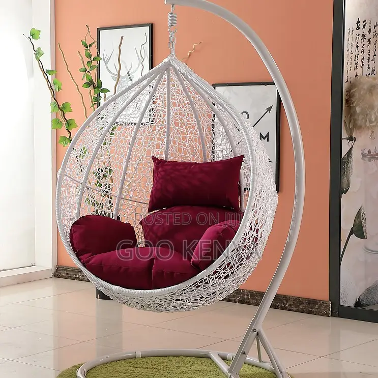 Home Chair; Indoor Outdoor Egg Swing Chair With Modern White Finish
