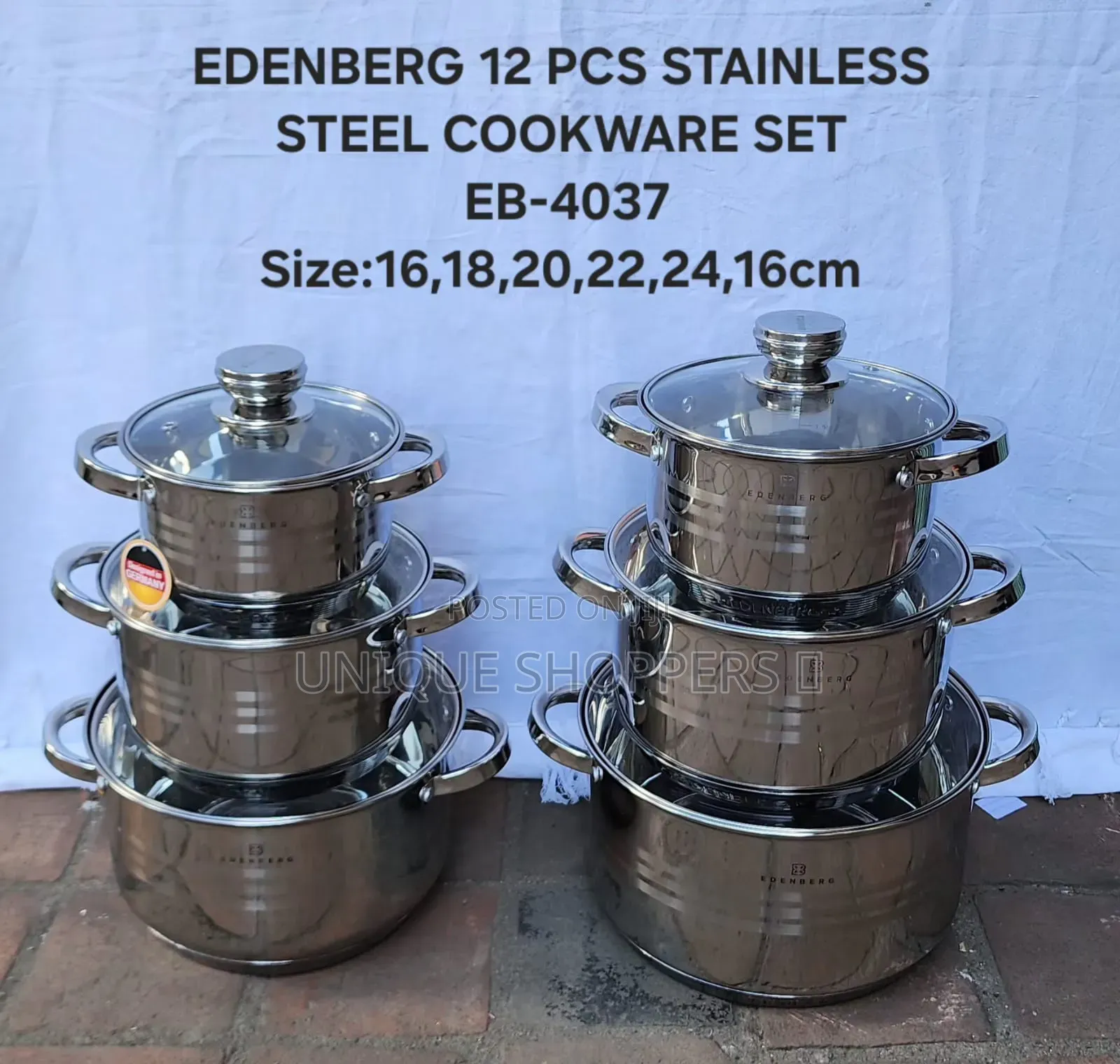 Edenberg Stainless Steel Cookware Set –12pcs