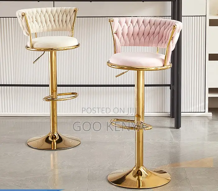 Home Stool; Kitchen/Bar Stool With Golden Metal Frame for Living Space