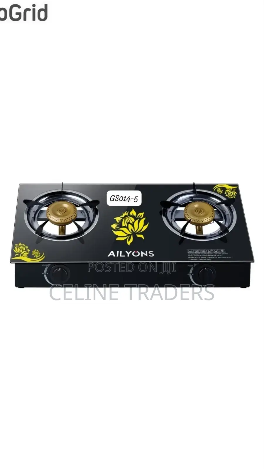 Stylish Ailyons 2‐Burner Gas Cooker – Easy to Clean