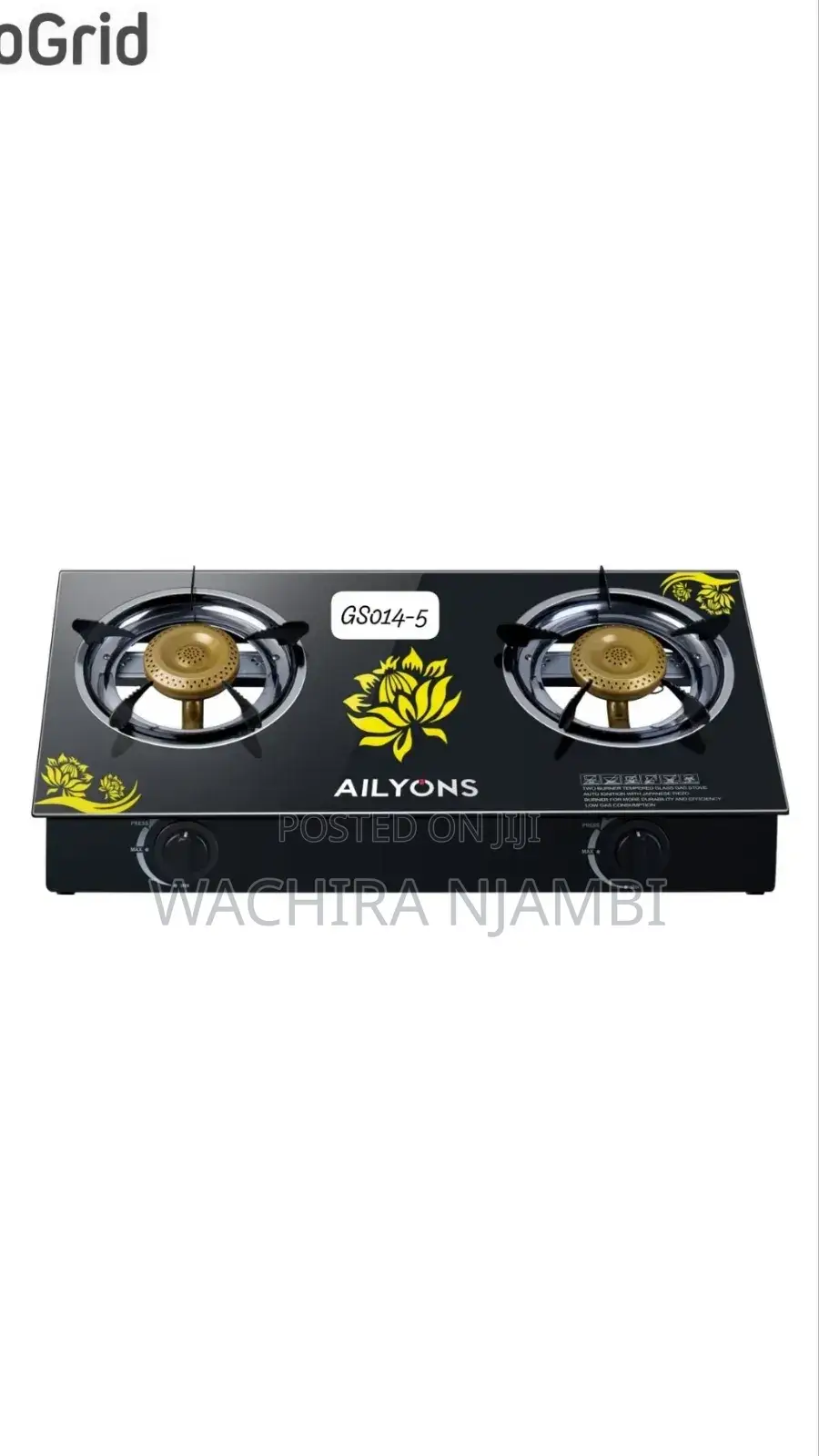Stylish Ailyons 2‐Burner Gas Cooker – Easy to Clean