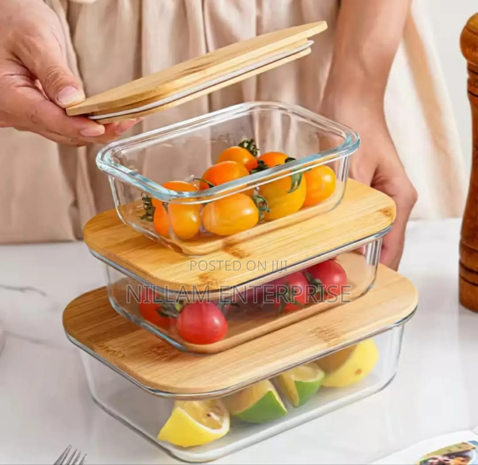 4 in 1 Snack Storage Box Set Wooden Top Lid