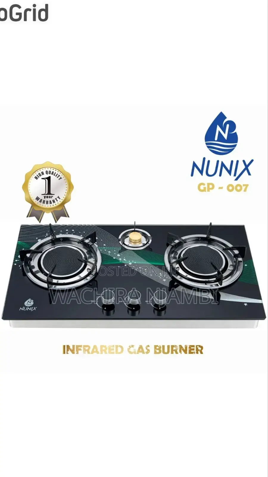 Nunix Infrared Triple Burner Gas Cooker – Powerful Efficient